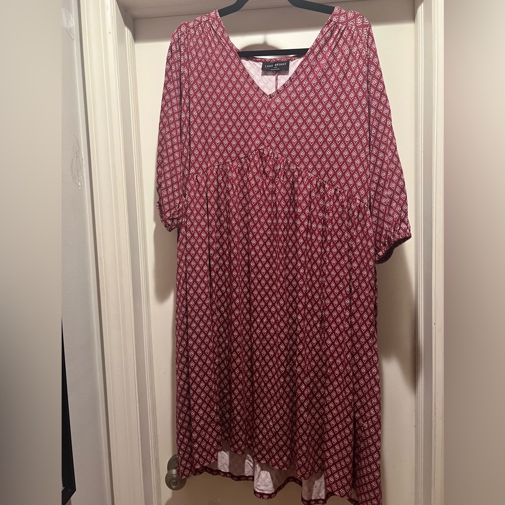 Lane Bryant Red Geometric Midi Dress
